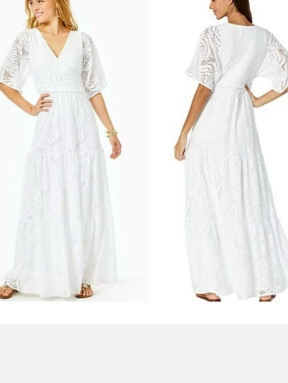 Lilly Pulitzer Parigi Elbow Sleeve Lace Maxi Dress In Resort White - Picture 3 of 16